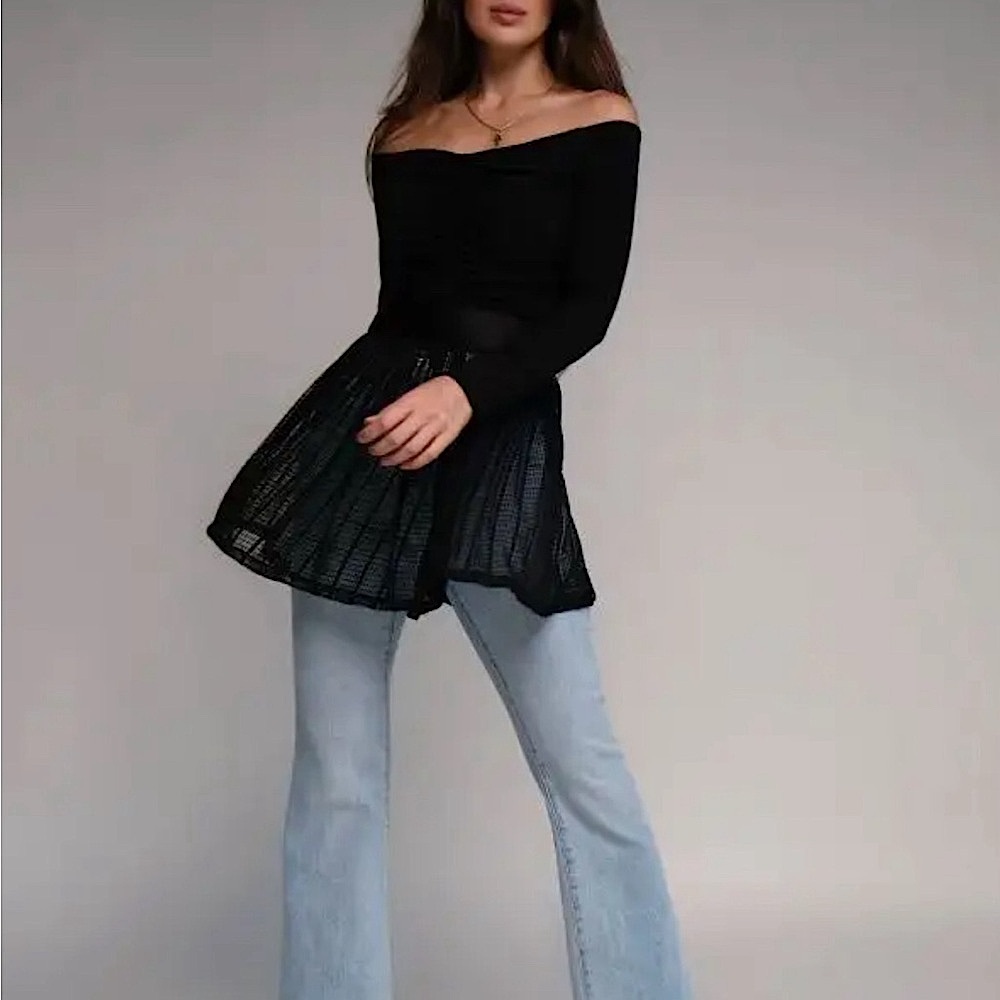 Elegant Black Mesh Skirt-Belt XS-M